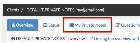 my private notes tab